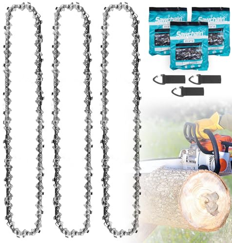 3 x 35 cm Kettensäge Kette 3/8LP 52 TG 1,3 mm Rückschlagsarme Akku Sägekette für 14 Zoll Schwert, Ersatzkette Kompatibel mit Husqvarna Dolmar Einhell Makita Hitachi Oregon