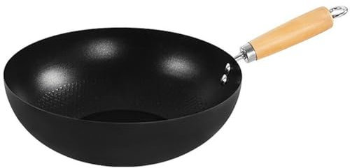 Vobumix Mini Poêle en Fer Antiadhésive avec Manche en Bois Résistant À Chaleur, Poêle À Omelette, Wok pour Ustensiles De Cuisine, Gadget