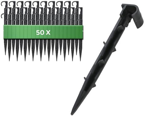 GARDENIX Garden Hose Anchor Pack of 50 - Mounting Anchor for Drip Hose Ground Spike Irrigation - Diameter 16 mm - Pearl Hose Plug Fork Stable and Shatterproof, Long Durability, Ground Anchor