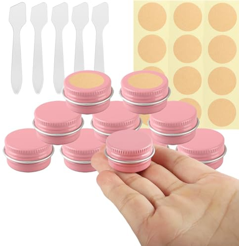 PQPAUTY Lot de 50 pots en aluminium 5ml – bocaux en aluminium ronde rose D26mm x H15mm avec couvercle – boite aluminium cosmétique pour bougies, DIY, rangement, voyage