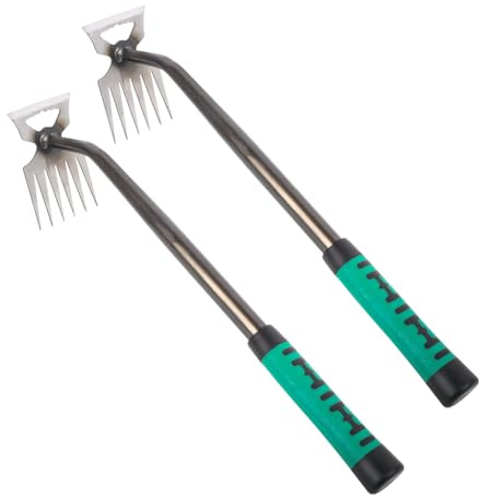 Rdlobu 2 Pcs Désherbeur Manuel Arrache Pissenlit, Outil Désherbeur Outils Jardinage, Outillage de Jardin et Rateau de Désherbage pour Scarificateur Manuel et Arrache Mauvaise Herbe (6 Teeth)