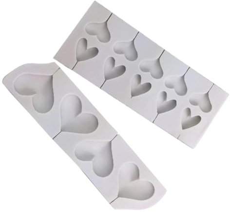 CONGARTENO Lot De 2 Moules En Silicone En Forme De Cœur Pour Sucettes Glacées Bonbons Chocolat Argile Gel De Silice Blanc