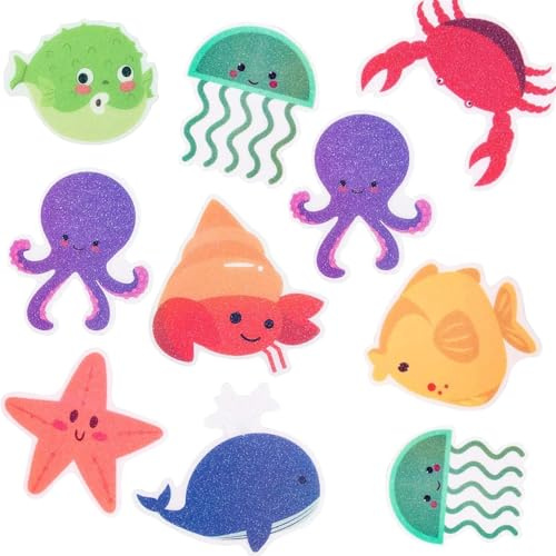 WUBAYI Lot de 20 grands autocollants antidérapants pour baignoire, 11,4 x 8,9 cm chacun, avec grattoir de qualité supérieure