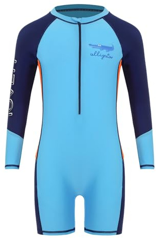 Loodgao Rashguard Costume da Bagno Anti UV Bambini Ragazzo Tuta da Spiaggia Piscina Sport Acquatico Bodysuit Nuoto Surf Cielo Azzurro 4-5 Anni