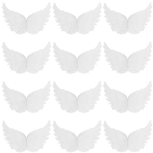 GORGECRAFT 12pz 10cm de Mini Alas de Ángel Blancas de Plástico 3D Adornos Colgantes para Árbol de Navidad Parches de Alas para Manualidades Disfraces Fiestas Recuerdos Accesorios para el Cabello.