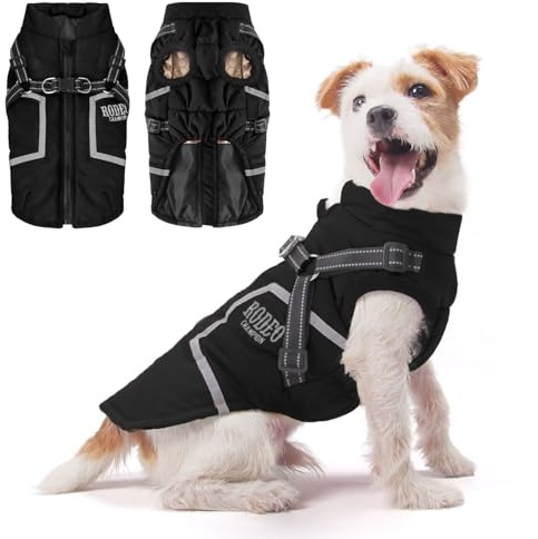 Wintermantel Hunde Klein,Winddichter Hundemantel Klein Hund,Hundepullover Hohem Kragen Reflektierend mit Reißverschluss D-Ring,für Kleine,Mittelgroße,Chihuahua,Yorkshire Schnee im Freien - Schwarz S