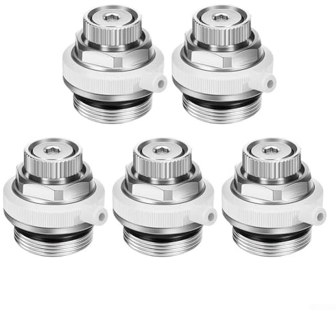 Bebykilemi Automatic Radiator Bleed Valve 1/2 Brass Central Heating Air Vent Exhaust Valve Fully Automatic Venting System for Radiators Boilers 1-5 Pack Silver (5PCS)