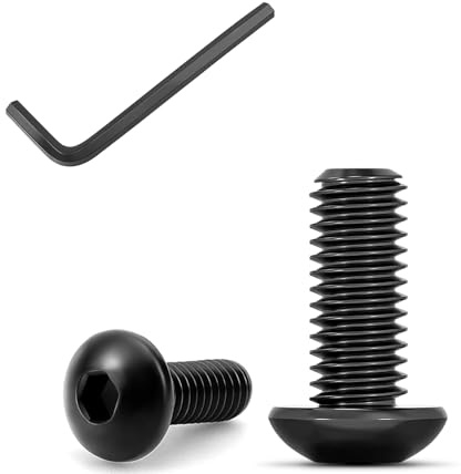 50 Stück M6×10 Linsenkopfschrauben mit Innensechskant, Rundkopfschrauben ISO 7380, Flachkopfschrauben, Schwarz, aus Kohlenstoffstahl mit Vollgewinde inkl. 1 Innensechskantschlüssel (M6x10, 50)