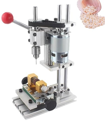 Taladro de columna eléctrico de 960 W, mini taladro para carpintería, 7 velocidades ajustables, silencioso, con soporte de columna, perforadora de perlas para manualidades y joyería