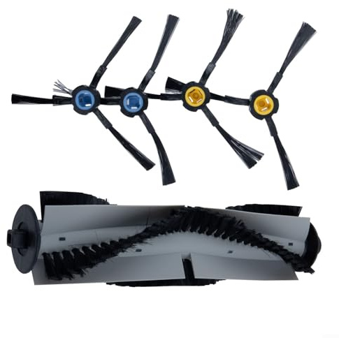 Zhanhai Confezione da 5 spazzole laterali a rullo di ricambio adatte per Silvercrest SSR1 SSRA1 per aspirapolvere robot A9s, A9, A7, L100, 1 spazzola a rullo, 4 spazzole laterali