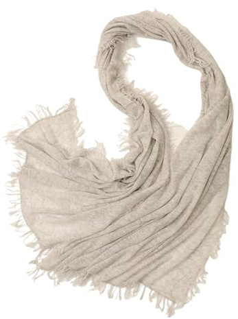 Prettystern Stola 200×70 cm in Cashmere 100% – Morbidissima, ultra-leggera e soffice come una nuvola, sciarpa elegante con frange per donna Argento