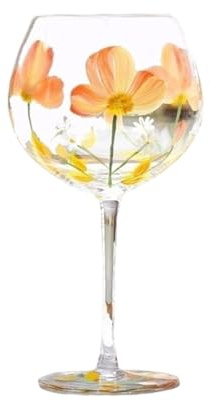 ZKALQECNF Latte Calice da vino in vetro grande 21,6 once, bicchieri con gambo di fiori dipinti a mano colorati Bevande
