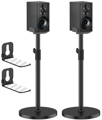 Paire de Pieds d'enceintes pour Sony SS-CS5/SS-CS5M2/SA-RS5/SRS-RA3000 avec Fixations pour Barre de Son, réglables en Hauteur de 74 cm à 96 cm, Pieds latéraux à Pince pour Enceintes Sony