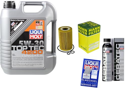EISENFELS Inspektionspaket enthält 5 L Motoröl Top Tec 4200 5W-30 Ölfilter 300 ml Cera für Passat Variant 365 2.0 TDI 1.6 3C5 5N_