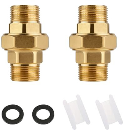 2 Stück Messing Verschraubung 1 Zoll, Verschraubung Konischdichtend, 1 AG/AG Messing Gewindefitting, DN25 Rohrverschraubung Gewindefitting (Außengewinde x Außengewinde, 1)