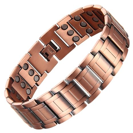 BioMag Herren-Magnetarmband aus 99,99% Rein-Kupfer, Magnetfeldtherapie-Armband mit Gratis Größenanpassungswerkzeug für individuelle Handgelenklänge (Kupfer)