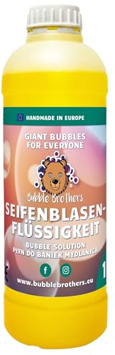 Bubble Brothers Liquide à bulles 1 litre - Bidon de recharge pour bulles géantes et bulles de savon - Prêt à l'emploi - Pour enfants et adultes, anniversaire, fête et extérieur