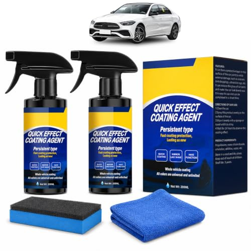 Agente de Recubrimiento de Efecto Rápido 3 en 1 para Autos | 2 Piezas, Spray de Recubrimiento, Acción Rápida, Uso Automotriz