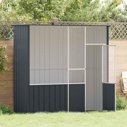 Ziaphsol Voljär, antracit av galvaniserat stål, 215 x 78 x 200 cm med dörr och galler, lämplig för kanariefåglar, undulat, papegoja, nymfparakiter, interiör, balkong, uppfödning