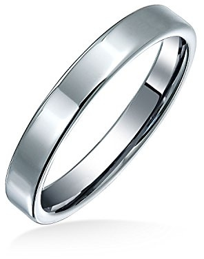 Bling Jewelry Unisex personalisierte schlichte dünne Zigarre flache Paare Titan Eheringe für Männer Frauen poliert Schwarz Silber Roségold Ton Komfort Passform 3MM