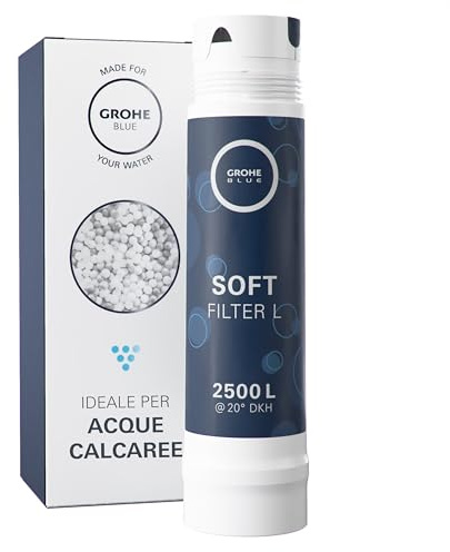 GROHE Blue Filtre Taille L, 2500L, Filtration 5 étapes, Réduit le calcaire, les métaux lourds et le chlore, Filtre de remplacement pour les robinets GROHE Blue, Pure et Professionnel, 40412001