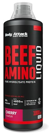 Body Attack Beef Amino Liquid, Kirsche, 1er Pack (1x 1000ml)