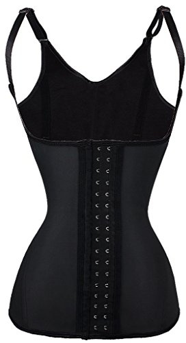 Everbellus Donna Latex Regolabile Shapewear Corsetto Bustino Vita Trainer Cincher Body Contenitivo Modellante Corpo Shaper con Spalline Nero XX-Large