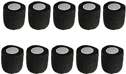 Supmico 10 X Schwarz Selbsthaftende Bandagen Fingerpflaster Fingerverband Wundverband wasserfest Sport 4.5mx10cm