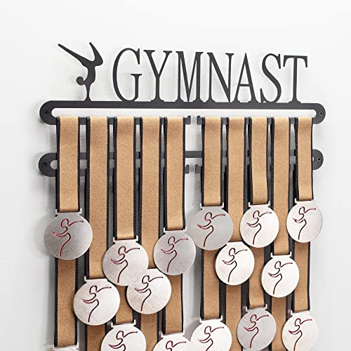 Qthrone Gymnastik Medaillenaufhänger - Turnen Medaillen Display Black - Kunstturnen Medaillenhaken - Gymnastic Medal Display Holder