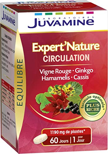 JUVAMINE Expert'Nature Circulation Vigne Rouge Gingko Hamamélis Cassis 60 Comprimés