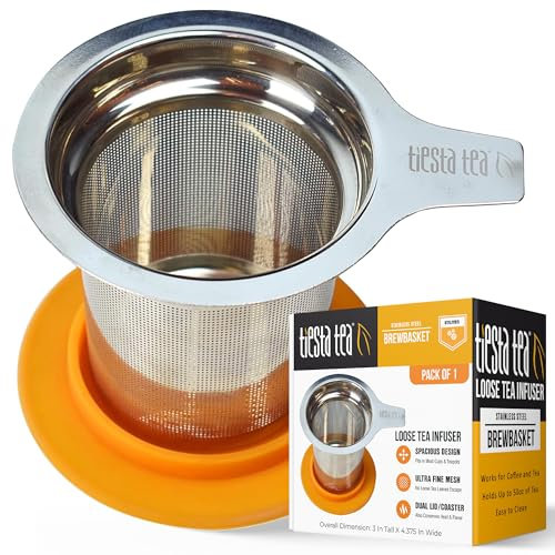 Tiesta Tea Brewbasket Stainless Steel Infuser Basket for Loose Leaf, Reusable Fine Mesh Strainer for Hot & Iced Drinks, Loose Leaf Steeper, Single Cup Tea Diffuser, Holds 5 Ounces