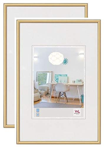 walther design Marco de fotos dorado 30 x 40 cm paquete doble, Marco de plástico New Lifestyle KV040GD