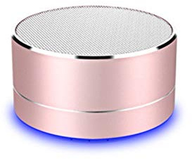Enceinte Metal Bluetooth pour Huawei Mate X Smartphone Port USB Carte TF Auxiliaire Haut-Parleur Micro Mini (Rose)