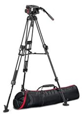 Manfrotto, Fluid-Videokopf 509 mit Fast Twin Videostativ 645, Tripod aus Aluminium, Stativ Profi-Kit DSLR, Kamerastativ für Digitalkamera, Camcorder, Videofilmer, Traglast 13,5 kg