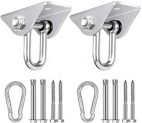 GothicBride Gancio soffitto Girevole a 360°Gancio Altalena SUS304 Ganci di Sospensione Heavy Duty capacità Portante 500KG per Altalena, Amaca, Yoga, Sacco da Boxe (2 Pezzi Tipo U)
