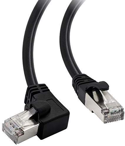 Cat5 Ethernet Cable,RJ45 Male to Male 90 Degree Internet Network LAN Cable Patch Cord for PC, Router, Modem, Printer, Xbox, PS4-1.5FT (Angle right)