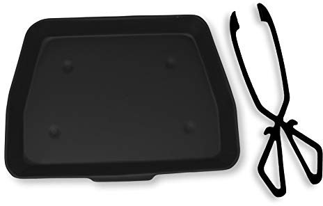 Black Metal Ash Pan - 33cm Wide (13) with a Cast Iron Coal and Log Tongs