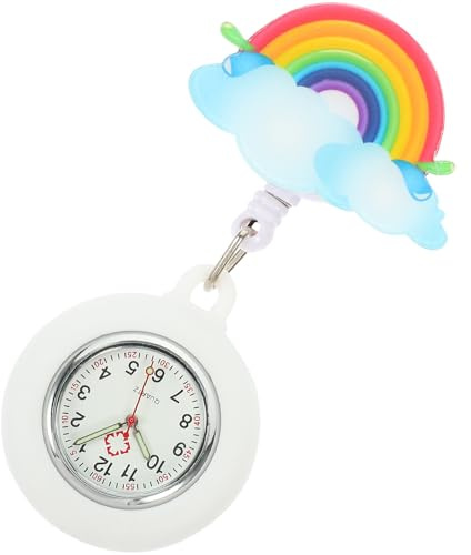 Hemobllo Krankenschwesteruhr Mit Clip Einziehbare Abzeichenuhr Mit Regenbogenmuster Großes Zifferblatt Tragbare Uhr Für Pflege Arzt Und Frauen Als Geschenk