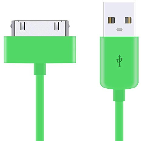 USB-Daten- und Ladekabel kompatibel mit Apple iPhone 4 / 4S / 3G / 3GS / Apple iPad 1. / 2. / 3. / iPod 5. Generation/Classic Nano 1. / 2. / 3. / 4. / 5. / 6. Generation, Grün, 5 Stück
