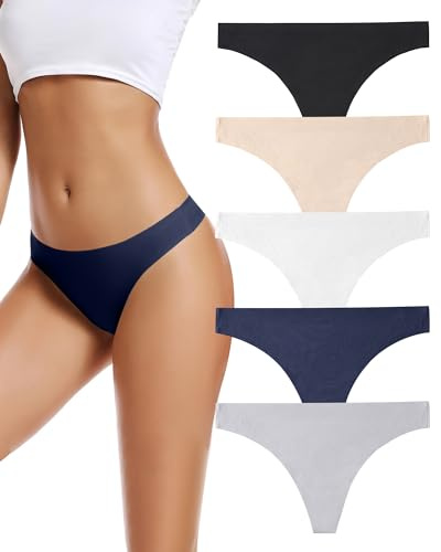 Voenxe Stringtrosor Dam, String Trosor UnderkläDer Flerpack,Seamless Thong | 5 Pack Women Underwear Brazilian Stringtrosa,SöMlöSa Tanga Damtrosor,Invisible Trosa, Soft Osynliga Sport Trosor Multipack