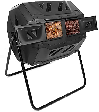 Dripex Tumbling Compost Bin 160L, Dual Chamber Rotating Composter, Compost Tumbler Tumbling Composter, BPA Free, Create Fertile Soil, Aerating Compost Tumbler Bin, Black