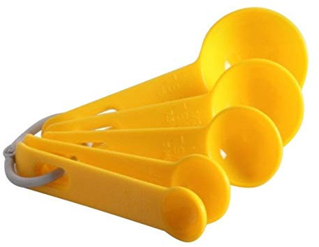 HXSZWJJ 5pcs Blue Yellow Color Measuring Cups Measuring Spoon Plastic Handle Kitchen Measuring Tool (Color : Yellow)