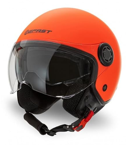 Befast - Casco Jet Befast Rapid III con Doppia Visiera, Colore Arancio Fluo Opaco, Taglia L