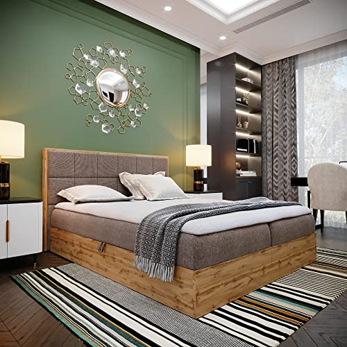 Furnistar Boxspringbett LOFT 2-140x200cm Braun. Doppelbett mit Bonellmatratze, Bettkasten, Topper, Kopfteil.