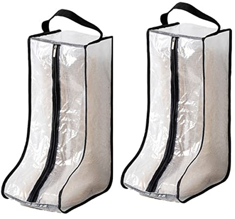 D DASAWAN Portable Women's Tall/Short Boot Storage Bags - 2 Pack Waterproof Transparent Travel & Daily Use Shoe Bags