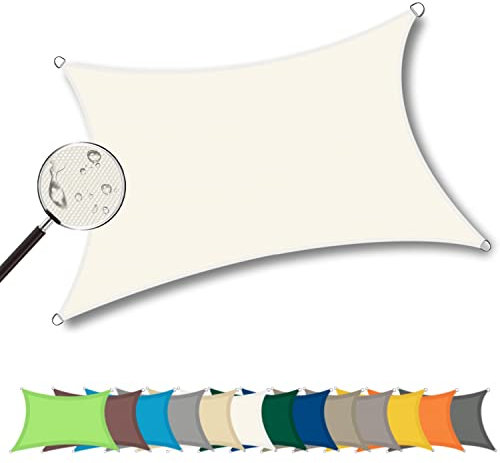 Tenda a Vela Quadrata 2.5x4mm, Telo ombreggiante, Resistente al Clima con Kit di Fissaggio Professionale Ideale per Giardino, Cortile, Piscina - Cremeweiß