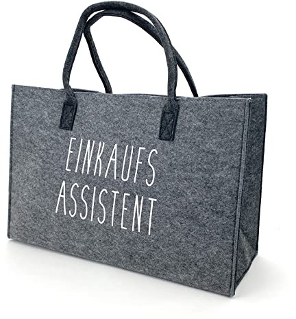 heimtexland ® Bolsa de fieltro para la compra, de fieltro, con asa, tamaño XL, 45 x 30 cm, color gris