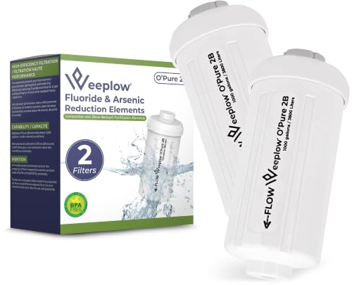 Weeplow O'Pure 2B 2PF-2 Filtre à Eau pour Systèmes Gravitaires Berkey Lot 2 | Réduction du fluorure et de l'arsenic. Compatibles avec les filtres à charbon O'Pure 2 et Black Berkey. Lot de 2 éléments.