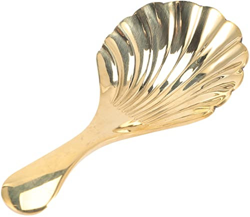 Cabilock Espátula De Té De Concha De Latón Medida De Cucharadita Pequeña Pala De Metal Cucharada De Té Cucharas De Miel Para El Té Cucharadas Para Cubo De Hielo Galleta Cobre