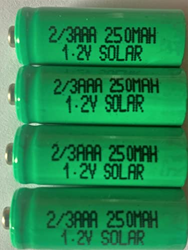 4 x 2/3AAA Solar Light Batteries 1.2v 250mAh (These 2/3AAA 30mm x 10.2mm are shorter than normal AAA)